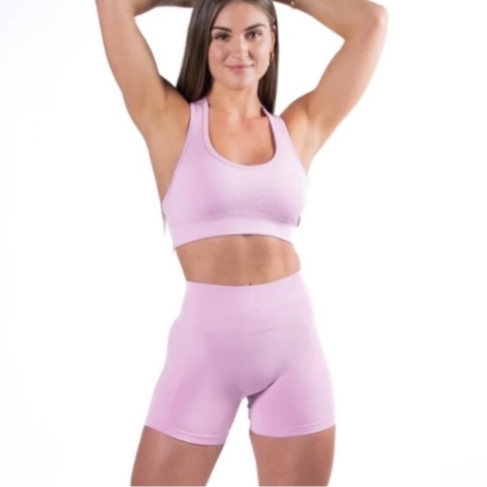 Alphalete SET Amplify Short Small & Revival Sports Bra Pink Bloom XS